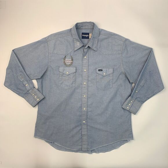 Vintage Wrangler Shirt Mens 18 Pearl Snap Button Arizona Cowboy College *READ - Picture 2 of 11